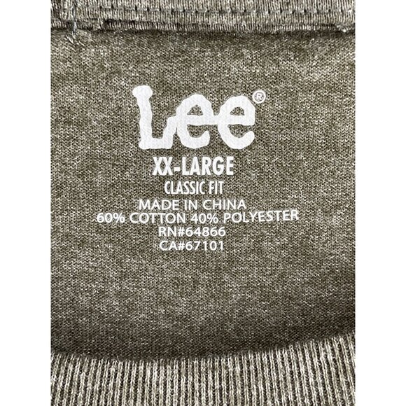 Lee Mens XX-Large Classic Fit Long Sleeve Pocket Tee Shirt Olive Green 60% Cotto - Picture 7 of 8